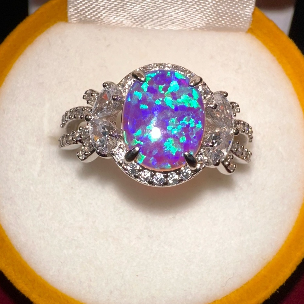 Lab Grown Violet Fire Opal on .925 Solid Sterling Silver
